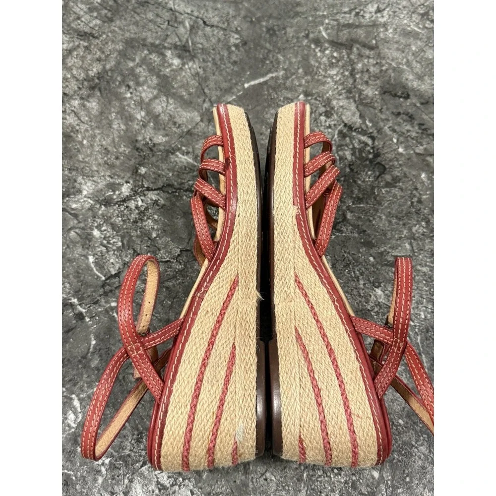 Clarks Artisan Collection Red Leather‎ Espadrille Wedge Sandals 8M